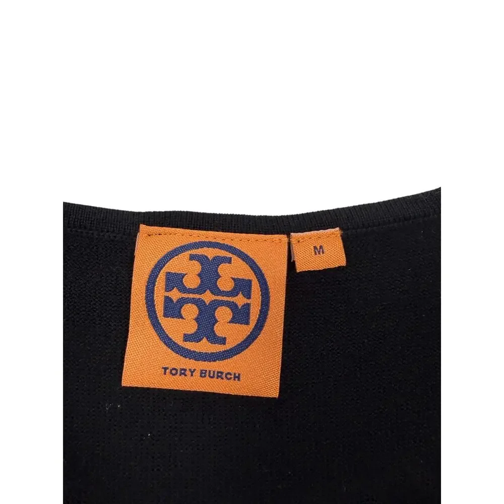 Tory Burch Black Sequin Silk Wool Sleeveless Sweater Top Women’s Medium M